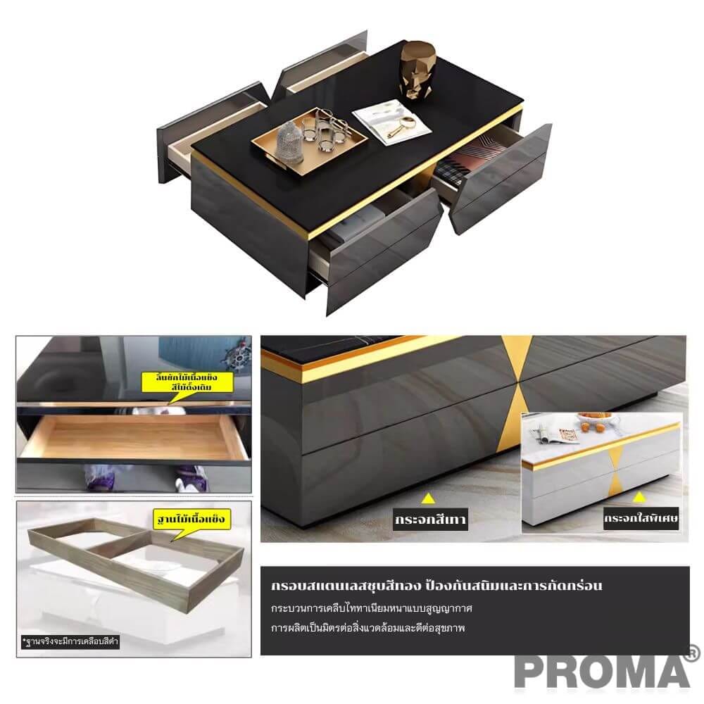 [Pre-order] โต๊ะกลาง PROMA TVS-05S120B  สีดำ_8